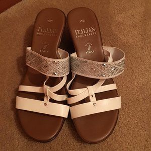 Italian Shoemaker White Studded 10W Sandels